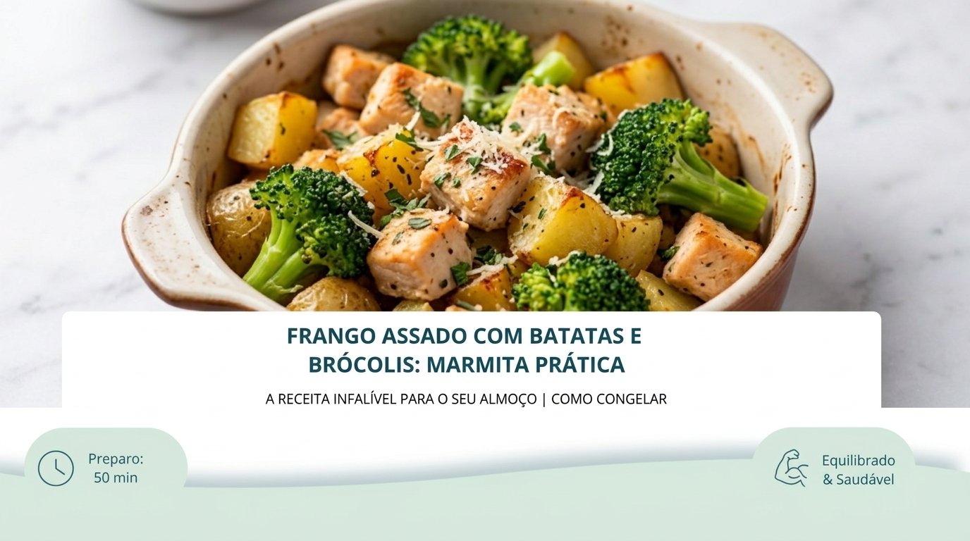 Frango Assado com Batatas e Brócolis: Marmita Prática para o Almoço
