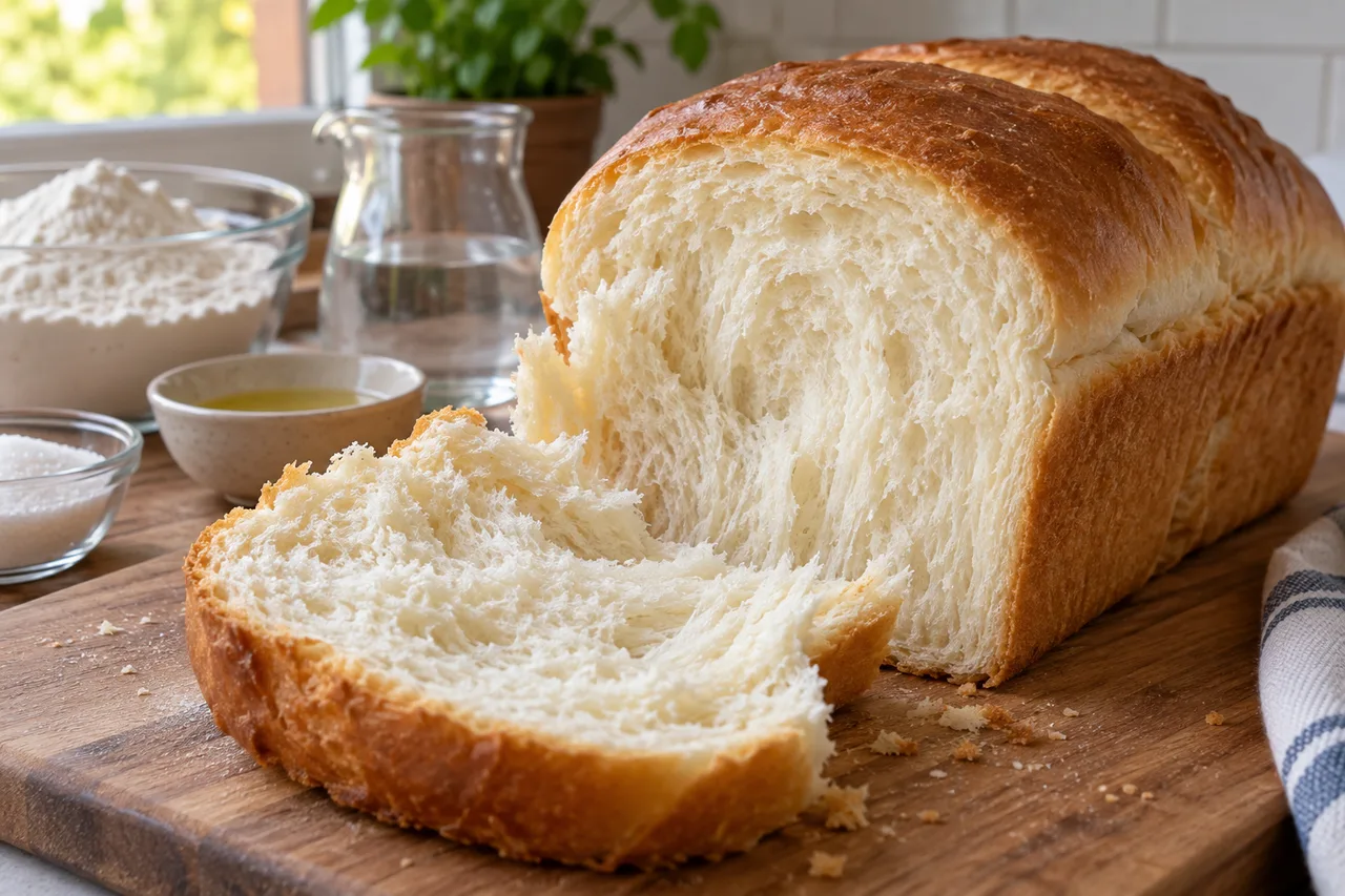 Fatia de pão caseiro mostrando miolo macio